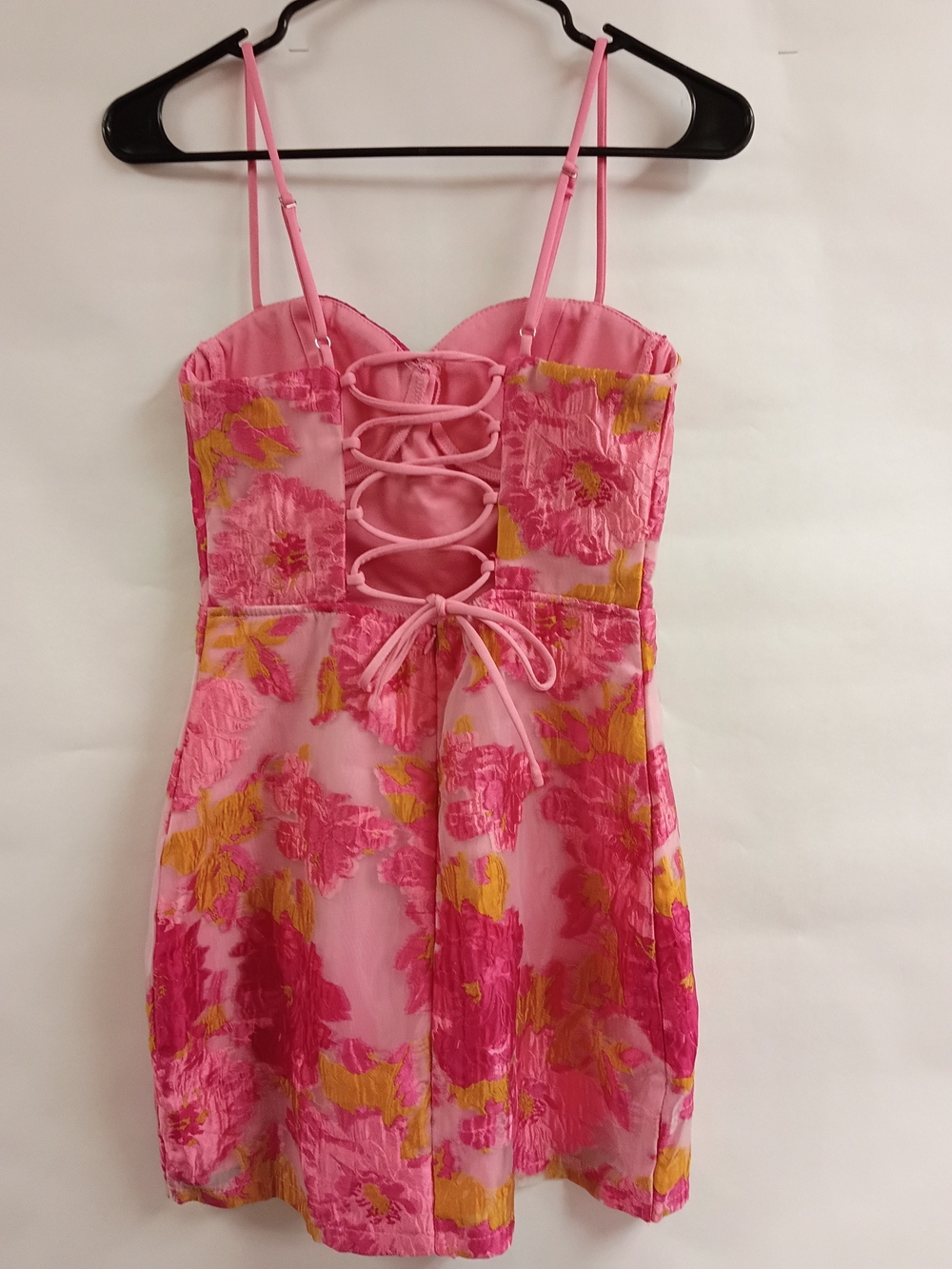 Lulu's Pink and Yellow Floral Bustier Mini Dress - Picture 2 of 5